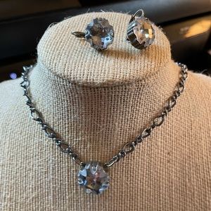 Sabika beautiful grey set with oxidized chain.